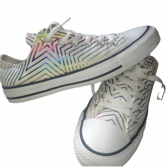 Converse Shoes - Converse Chuck Taylor All Star 70s Hi Sneakers in White/Iridescent gold stripes